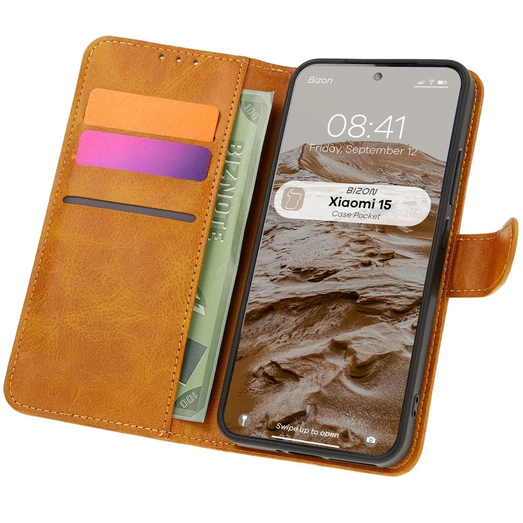 Kryt Bizon Case Pocket Xiaomi 15 brown