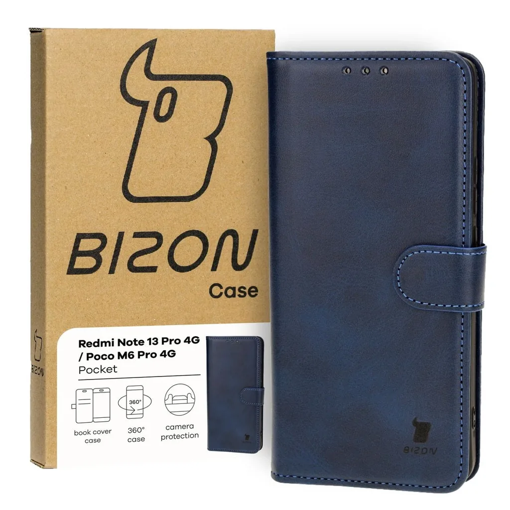 Kryt Bizon Case Pocket Xiaomi Poco M6 Pro 4G / Xiaomi Redmi Note 13 Pro 4G / LTE / 14S navy blue