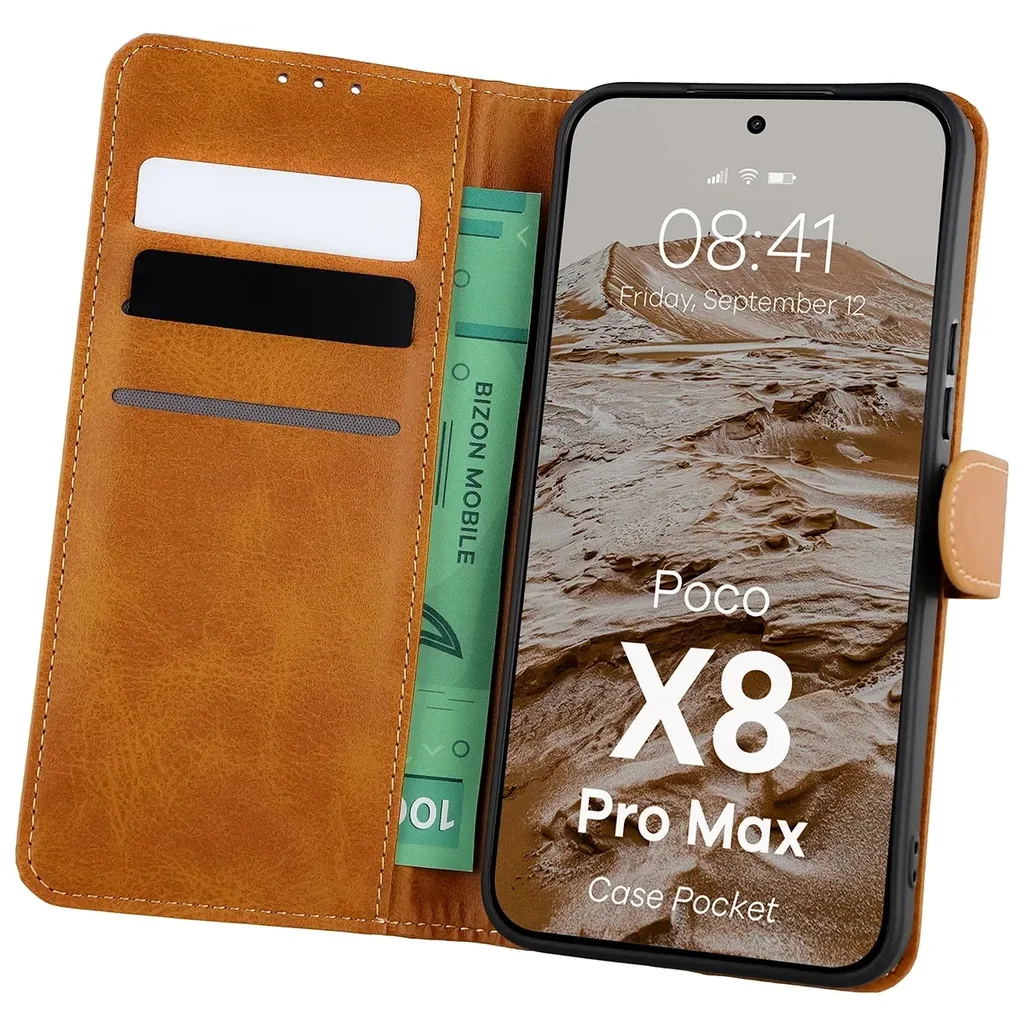 Kryt Bizon Case Pocket Xiaomi POCO X8 Pro Max, brown