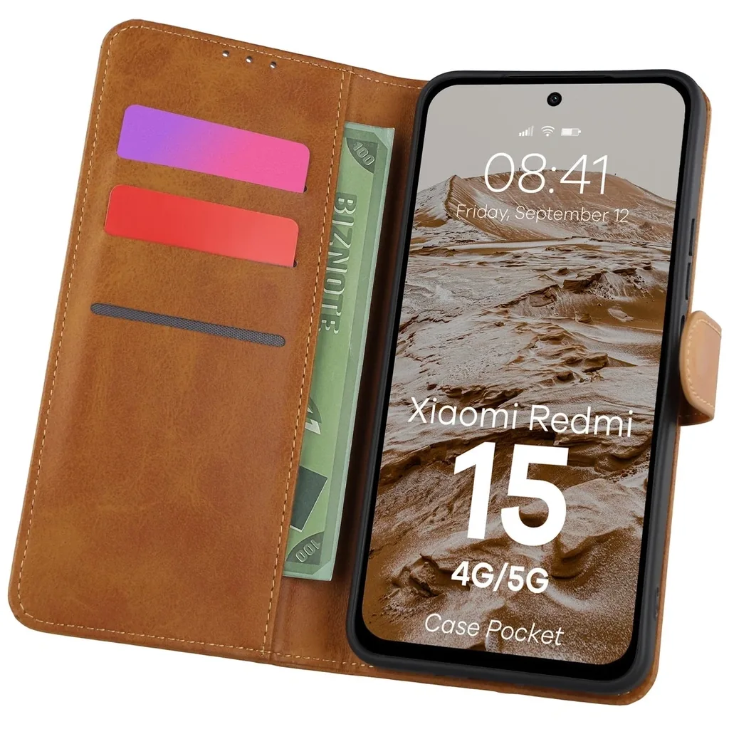 Kryt Bizon Case Pocket Xiaomi Redmi 15 4G / 5G brown