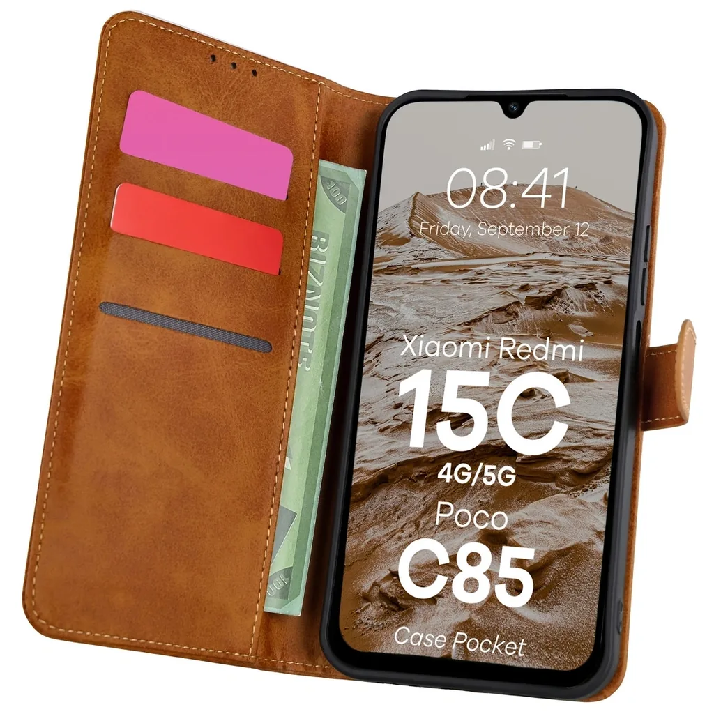 Kryt Bizon Case Pocket Xiaomi Redmi 15C 4G / 5G / Poco C85 173mm brown
