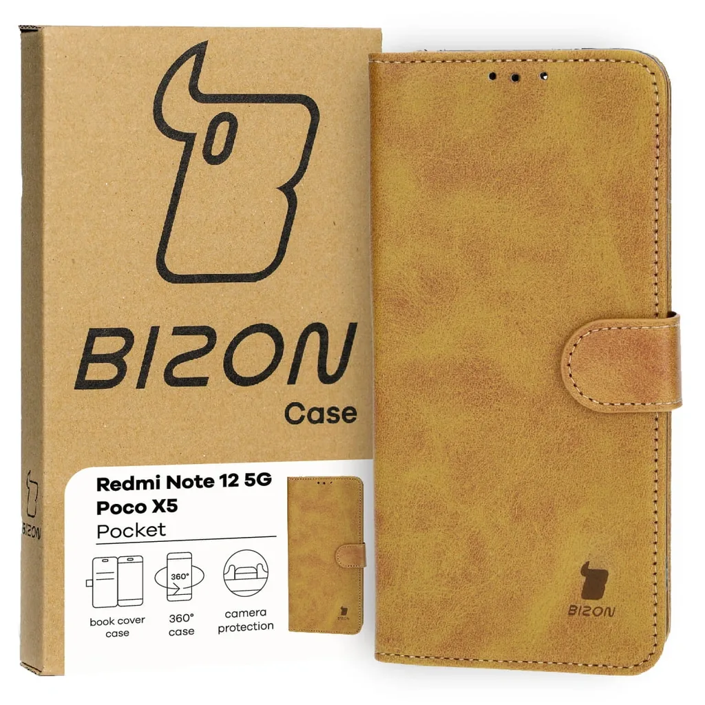 Kryt Bizon Case Pocket Xiaomi Redmi Note 12 5G / Xiaomi Poco X5 brown
