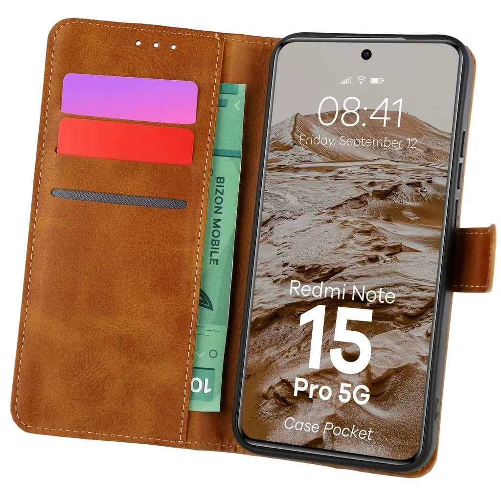 Kryt Bizon Case Pocket Xiaomi Redmi Note 15 Pro 5G brown