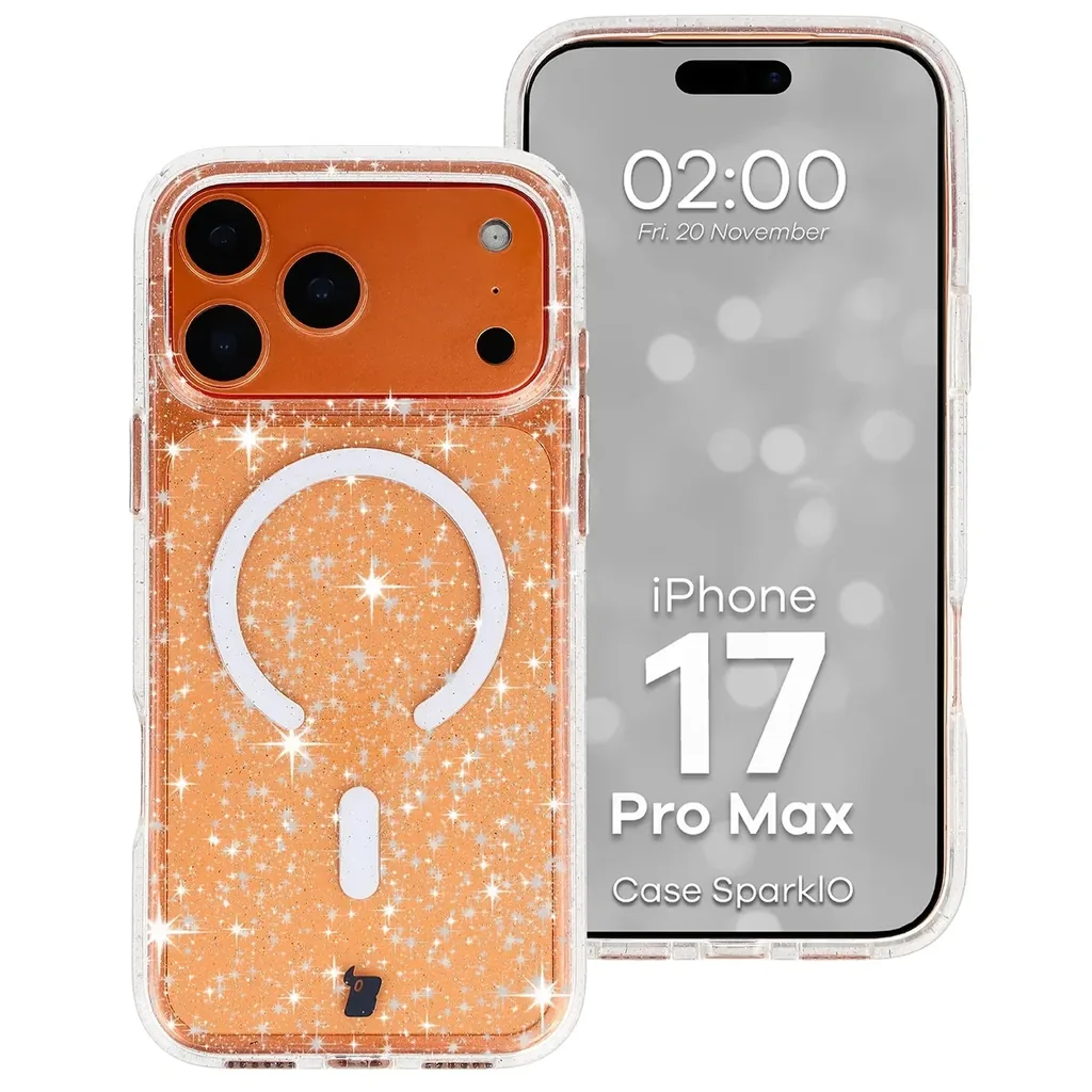 Kryt Bizon Case SparklO Magnetic Apple iPhone 17 Pro Max, transparent with glitter