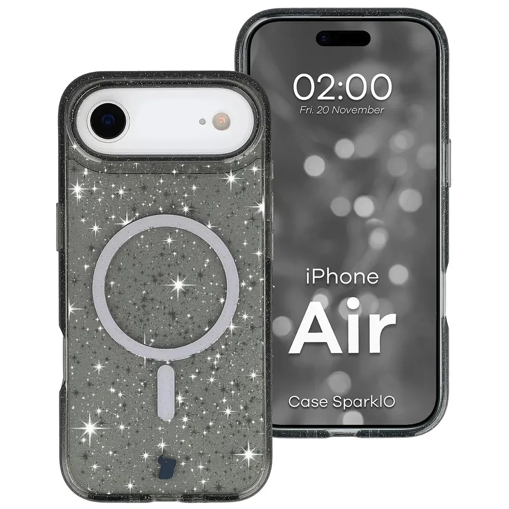 Kryt Bizon Case SparklO Magnetic Apple iPhone Air, transparent-black with glitter