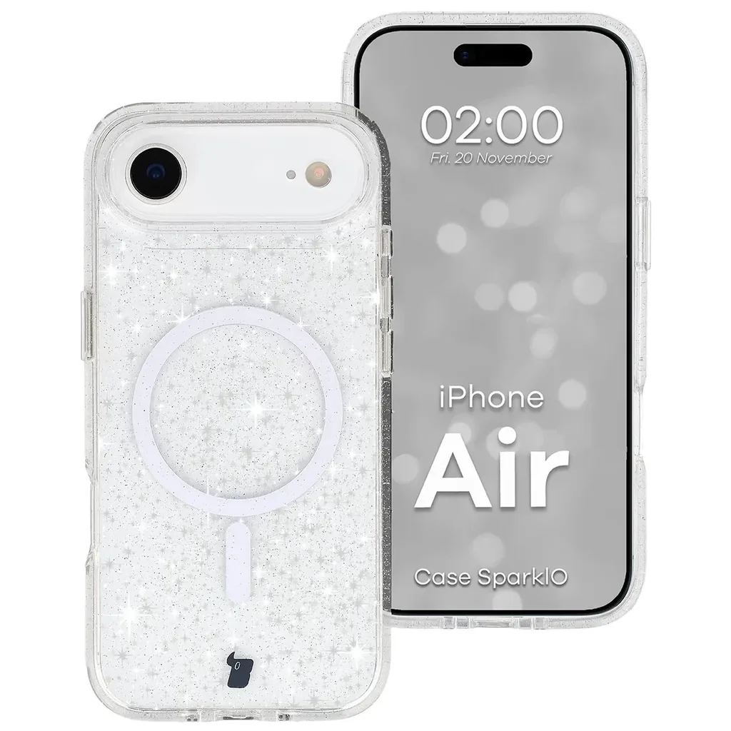 Kryt Bizon Case SparklO Magnetic Apple iPhone Air, transparent with glitter