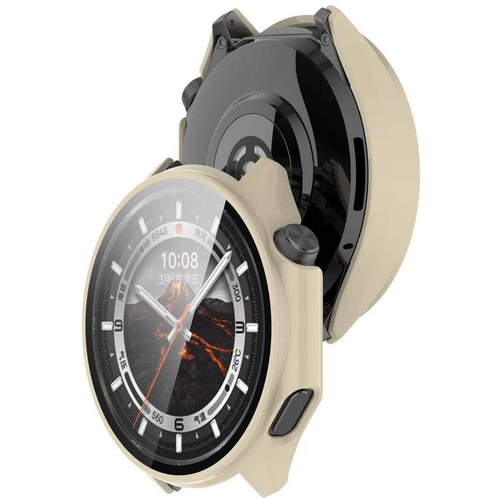 Kryt Bizon Case+Glass Watch OnePlus Watch 3 / Oppo Watch X2 beige