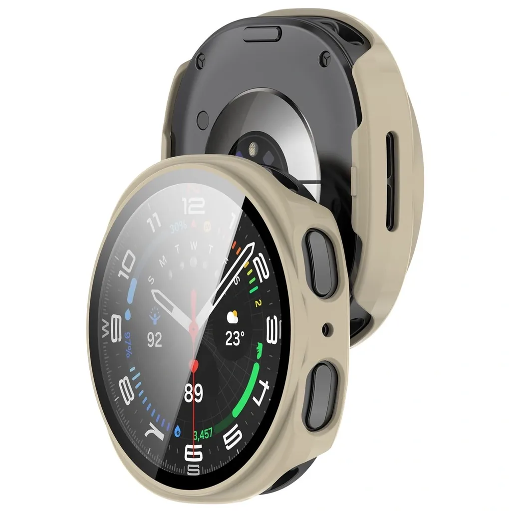 Kryt Bizon Case+Glass Watch Samsung Galaxy Watch 8 40mm beige