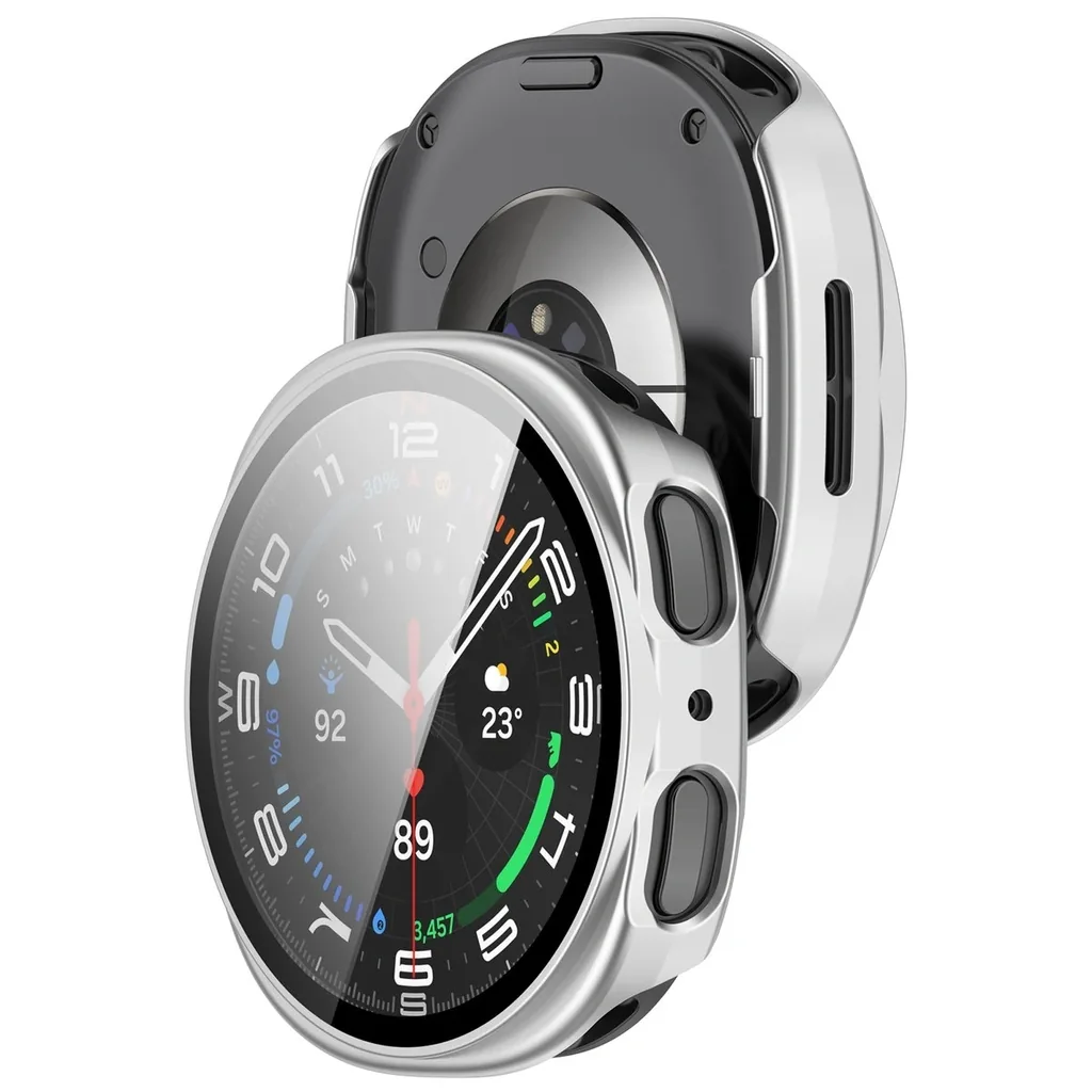 Kryt Bizon Case+Glass Watch Samsung Galaxy Watch 8 44mm silver