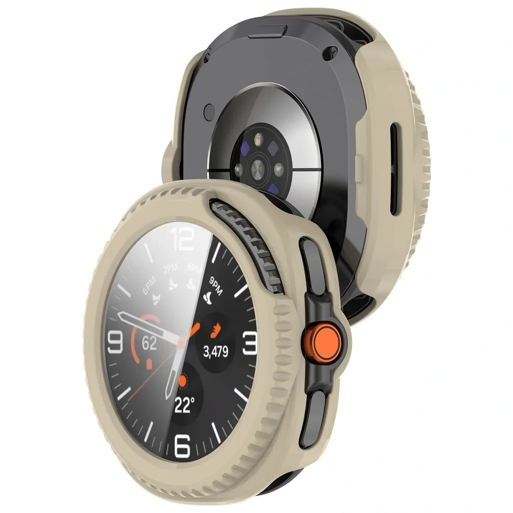 Kryt Bizon Case+Glass Watch Samsung Galaxy Watch 8 Classic 46mm beige
