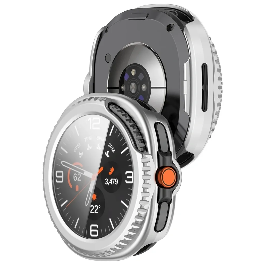 Kryt Bizon Case+Glass Watch Samsung Galaxy Watch 8 Classic 46mm satin silver