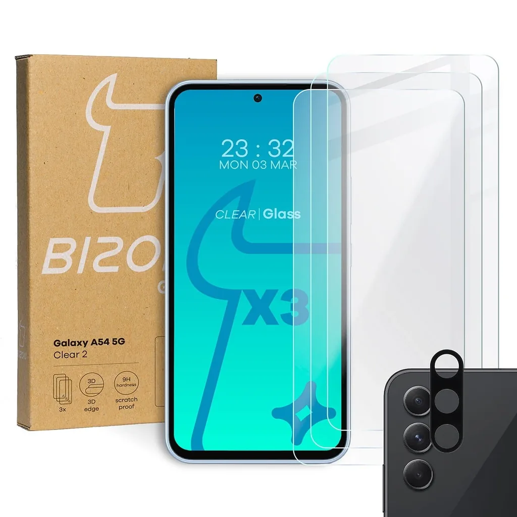 Kryt BIZON Clear 2 3x screen glass + camera glass Samsung Galaxy A54 5G