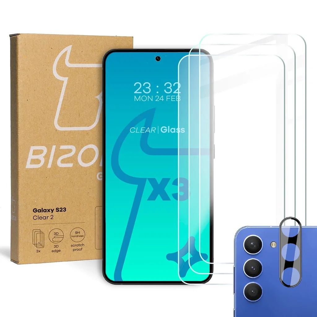 Kryt BIZON Clear 2 3x screen glass + camera glass Samsung Galaxy S23