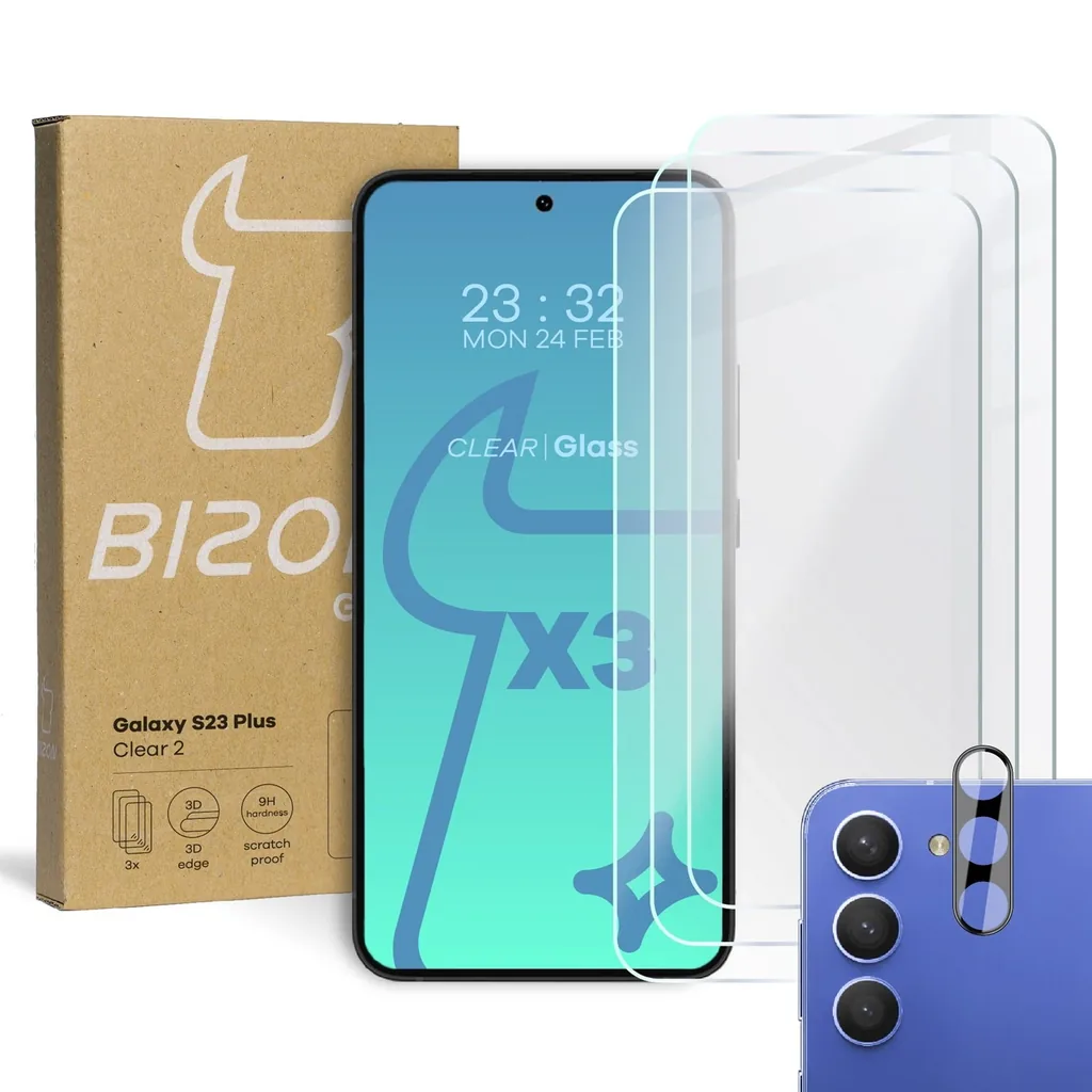 Kryt BIZON Clear 2 3x screen glass + camera glass Samsung Galaxy S23 Plus
