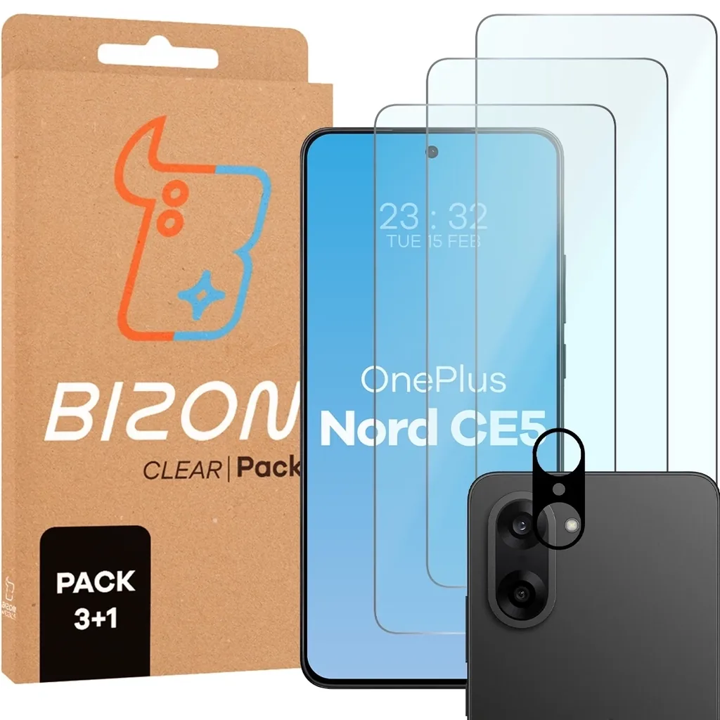 Kryt Bizon Clear 3x screen glass + camera glass OnePlus Nord CE5 5G