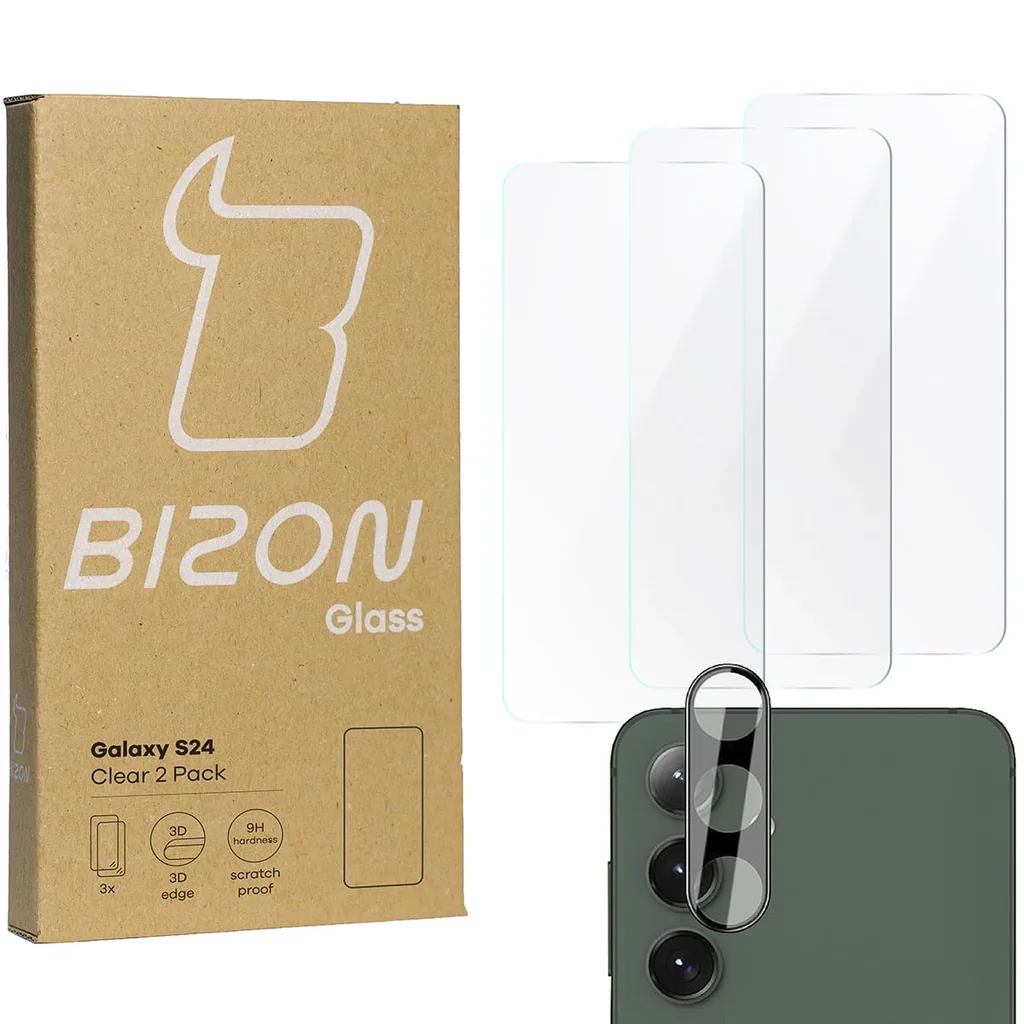 Kryt BIZON Clear 3x screen glass + camera glass Samsung Galaxy S24