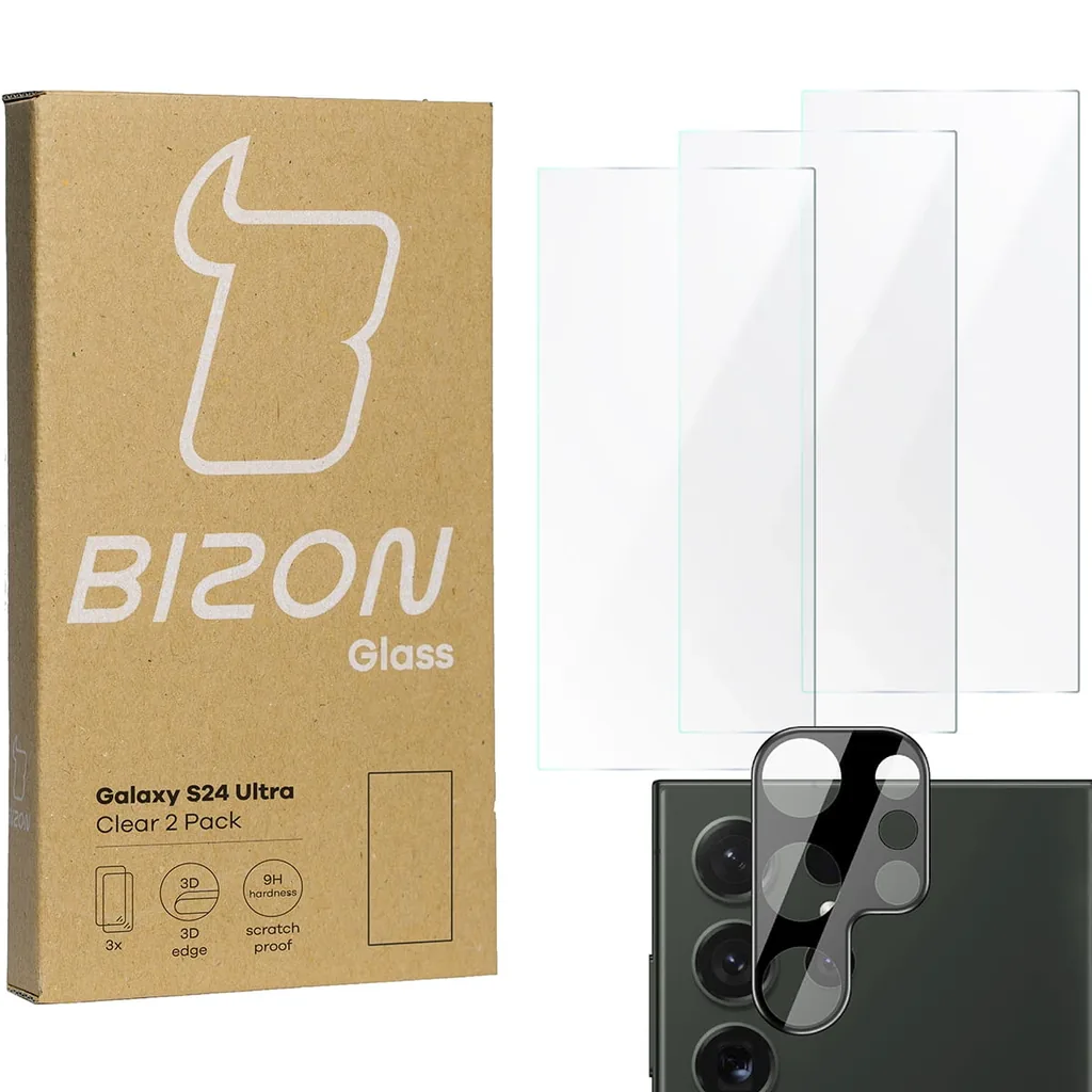 Kryt BIZON Clear 3x screen glass + camera glass Samsung Galaxy S24 Ultra