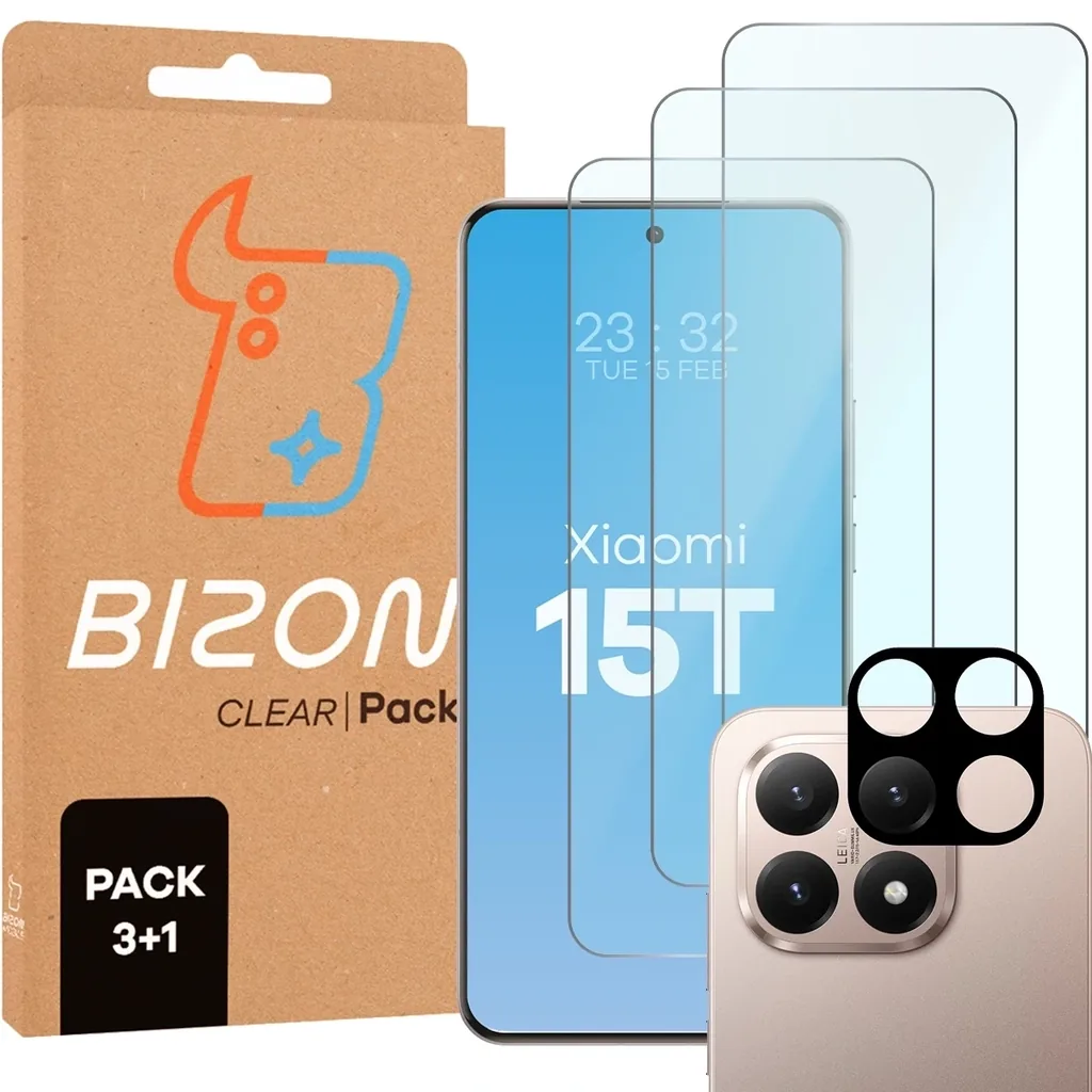 Kryt Bizon Clear 3x screen glass + camera glass Xiaomi 15T