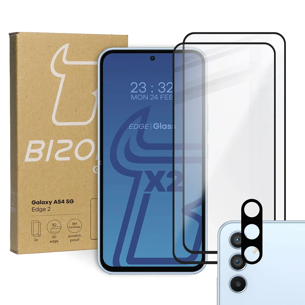 Kryt BIZON Edge 2 2x screen glass + camera glass Samsung Galaxy A54 5G