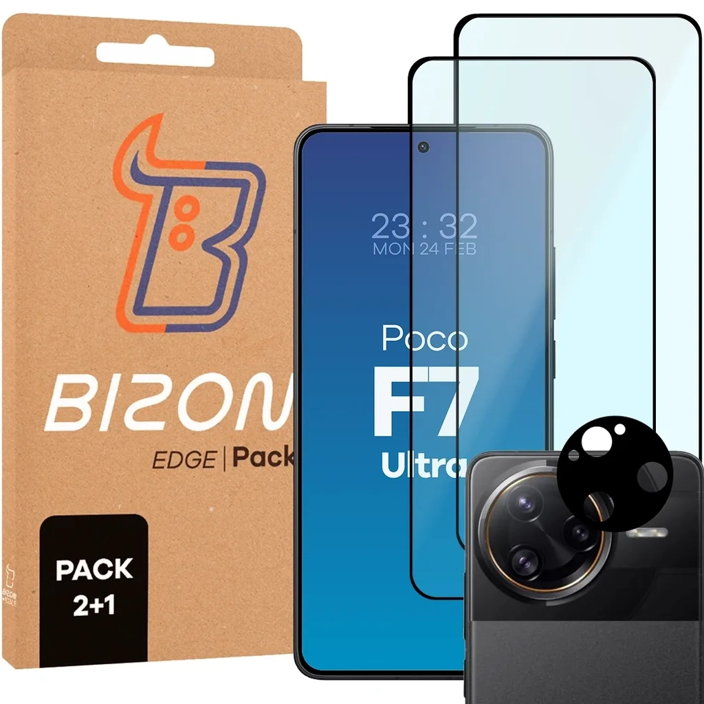 Kryt Bizon Edge 2 Pack 2x tempered glass + 1x lens protection Xiaomi Poco F7 Ultra