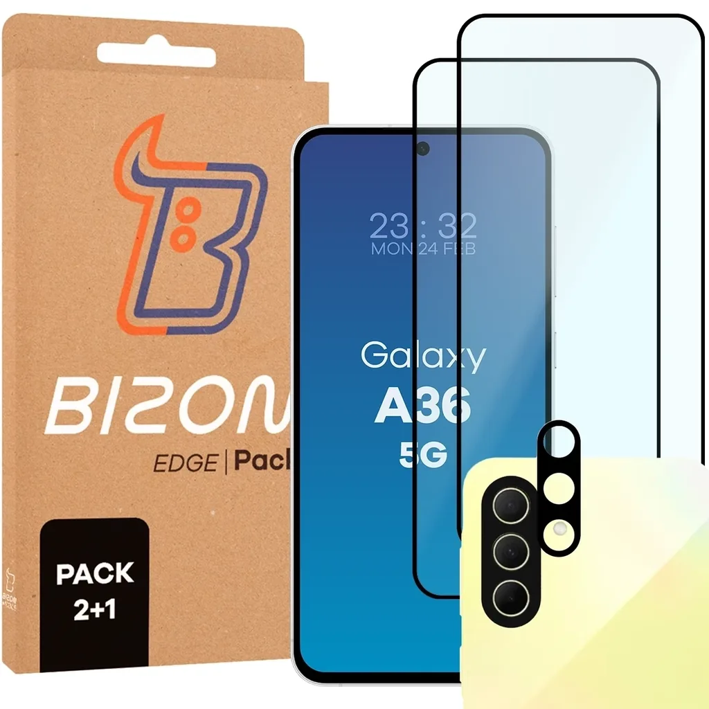 Kryt Bizon Edge 2 Pack 2x tempered glass + lens protection Samsung Galaxy A36 5G