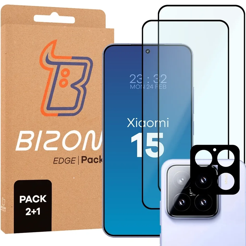 Kryt Bizon Edge 2 Pack 2x tempered glass + lens protection Xiaomi 15