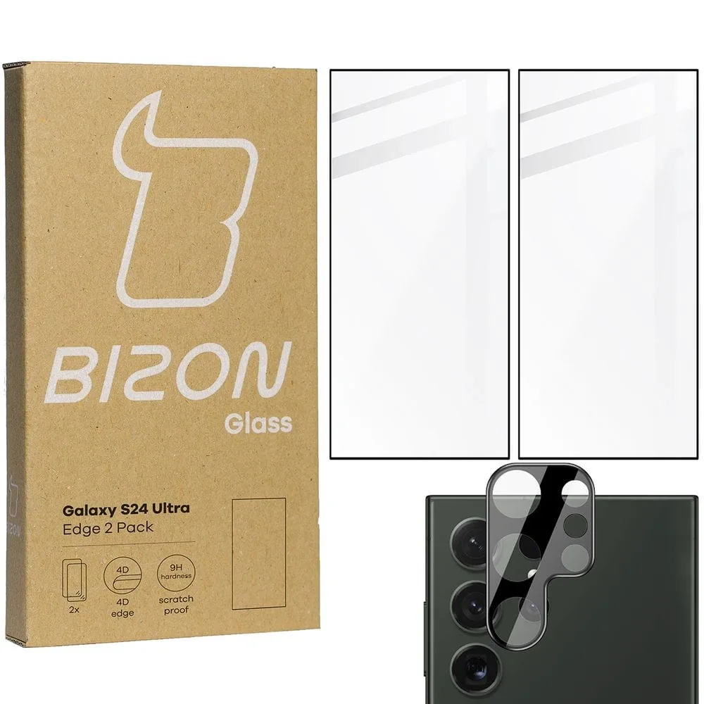 Kryt BIZON Edge 2x screen glass + camera glass Samsung Galaxy S24 Ultra