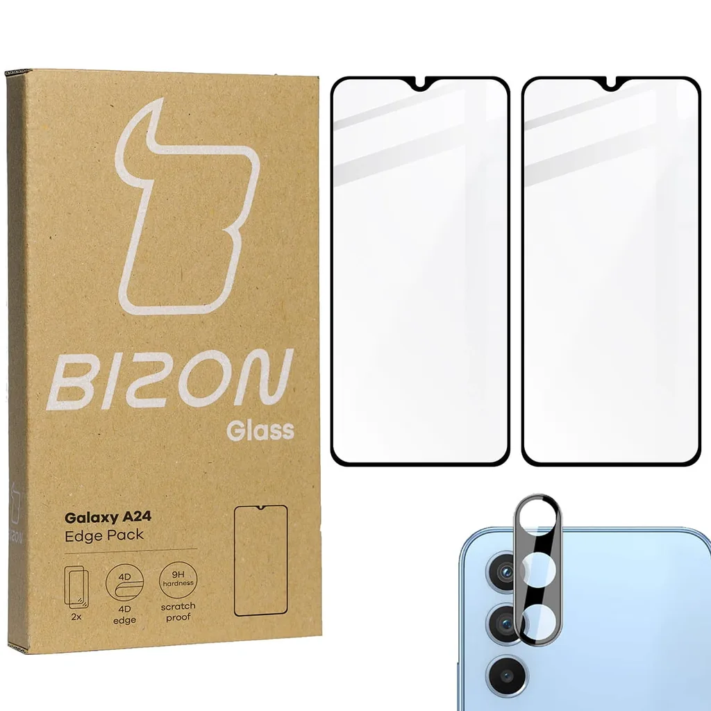 Kryt BIZON Edge Pack 2x screen glass + camera glass Samsung Galaxy A24