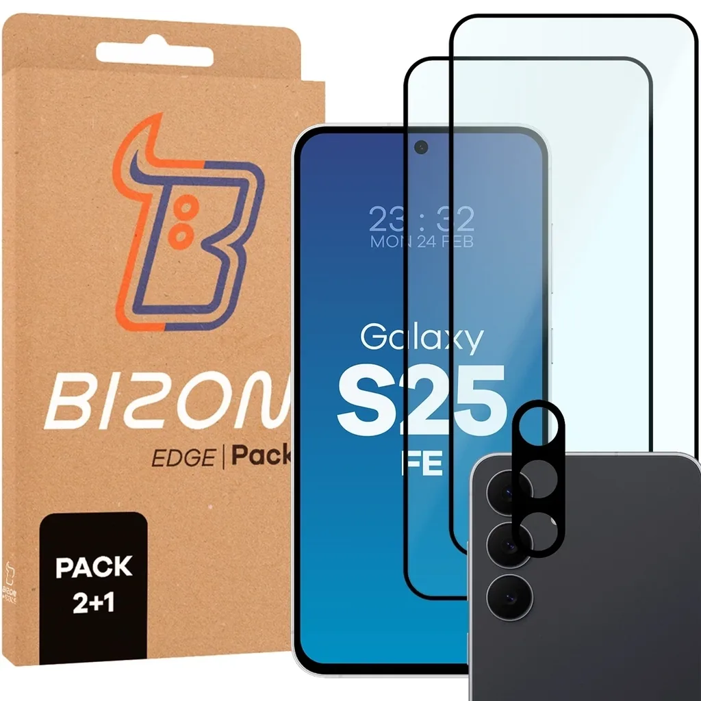 Kryt Bizon Edge Pack 2x screen glass + camera glass Samsung Galaxy S25 FE