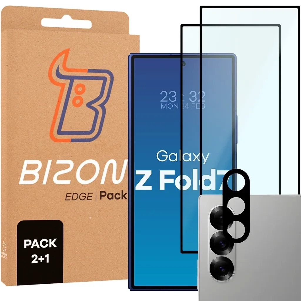 Kryt BIZON Edge Pack 2x screen glass + camera glass Samsung Galaxy Z Fold7