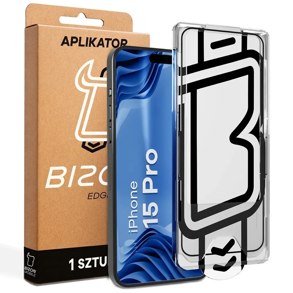 Ochranné sklo Bizon Glass Aplikator Edge Apple iPhone 15 Pro
