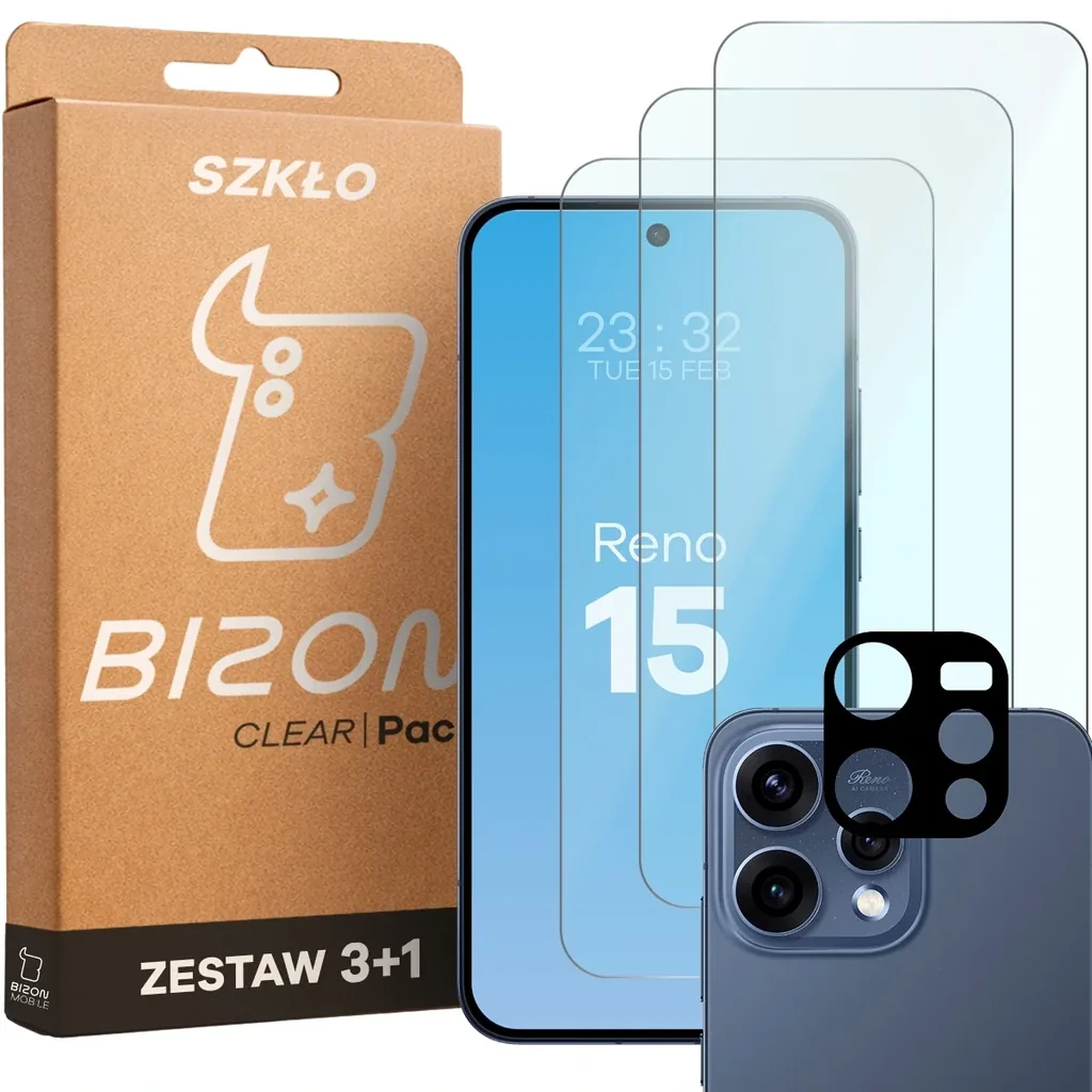 Ochranné sklo Bizon Glass Clear Pack Oppo Reno 15