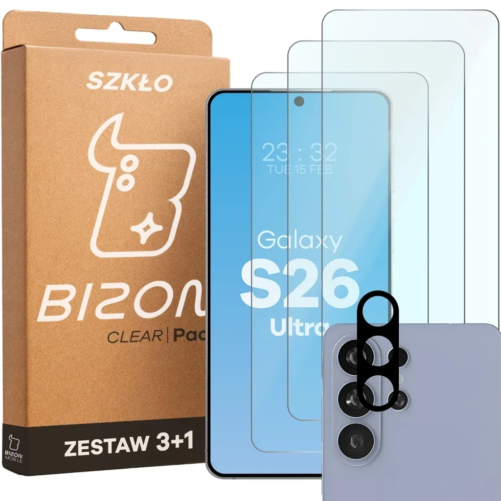 Ochranné sklo Bizon Glass Clear Pack Samsung Galaxy S26 Ultra