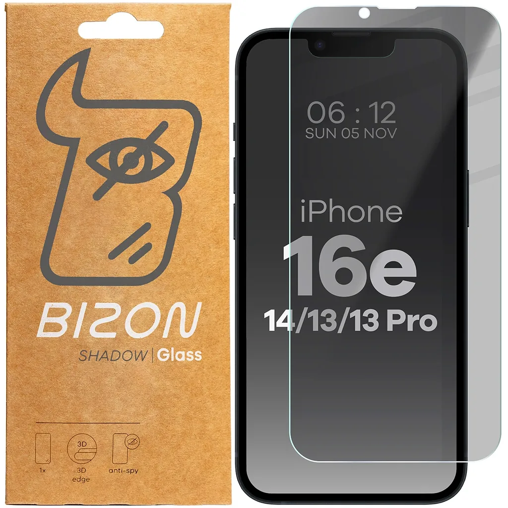 Ochranné sklo Bizon Glass Clear Shadow Apple iPhone 17e / 16e / 14 / 13 / 13 Pro tinted