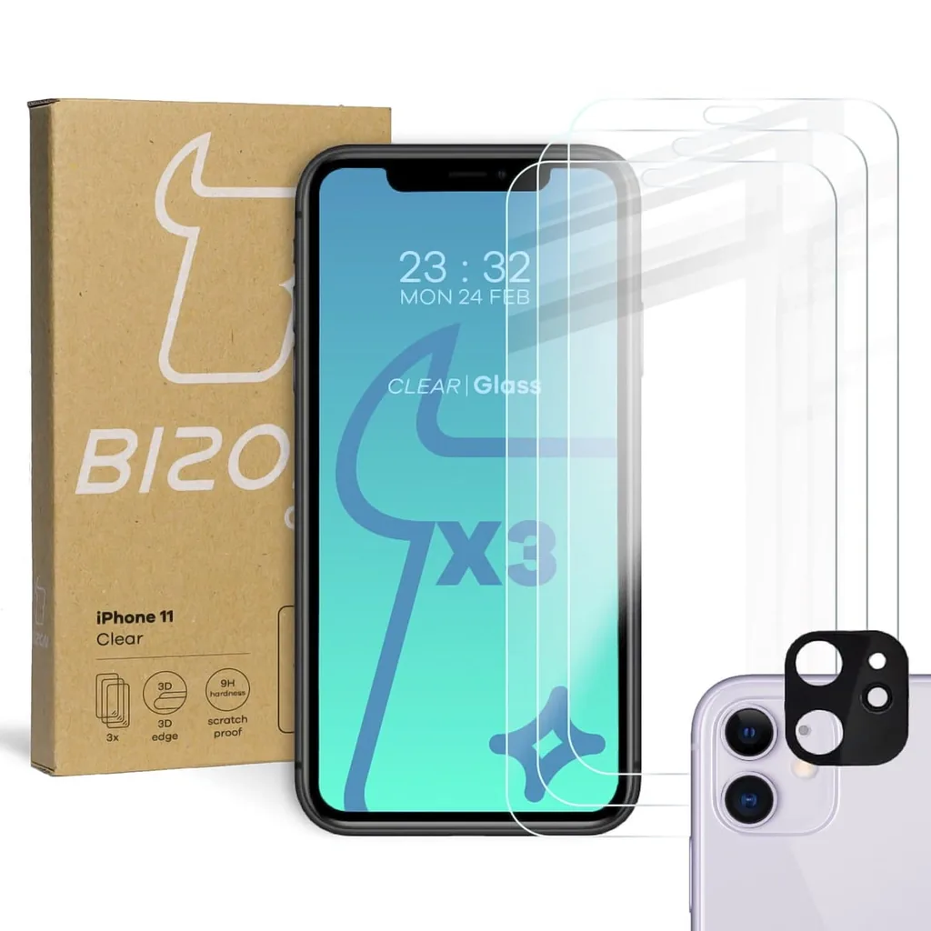 Ochranné sklo Bizon Glass Clear tempered glass - 3 pcs. + lens glass Apple iPhone 11
