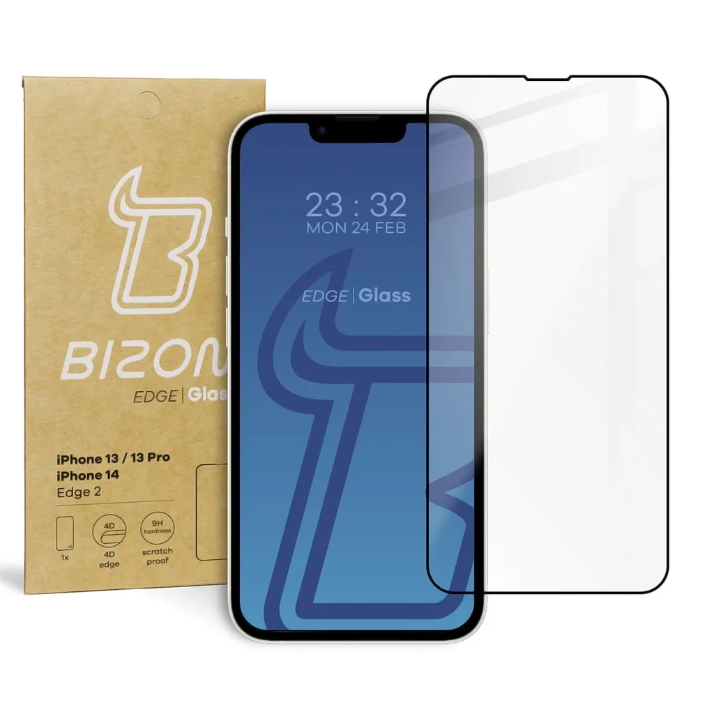 Ochranné sklo Bizon Glass Edge 2 Apple iPhone 14 / 13 / 13 Pro black