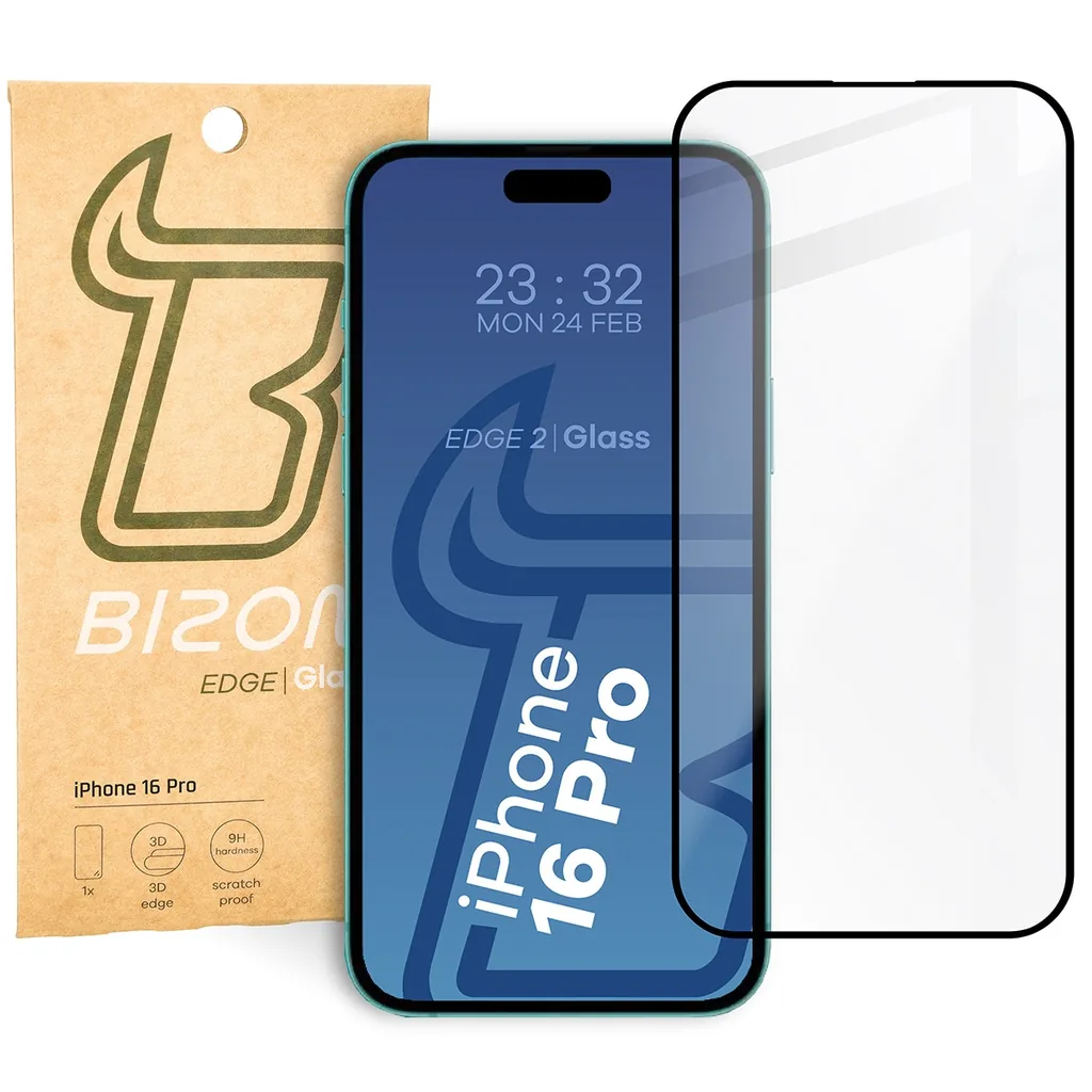 Ochranné sklo Bizon Glass Edge 2 Apple iPhone 16 Pro black