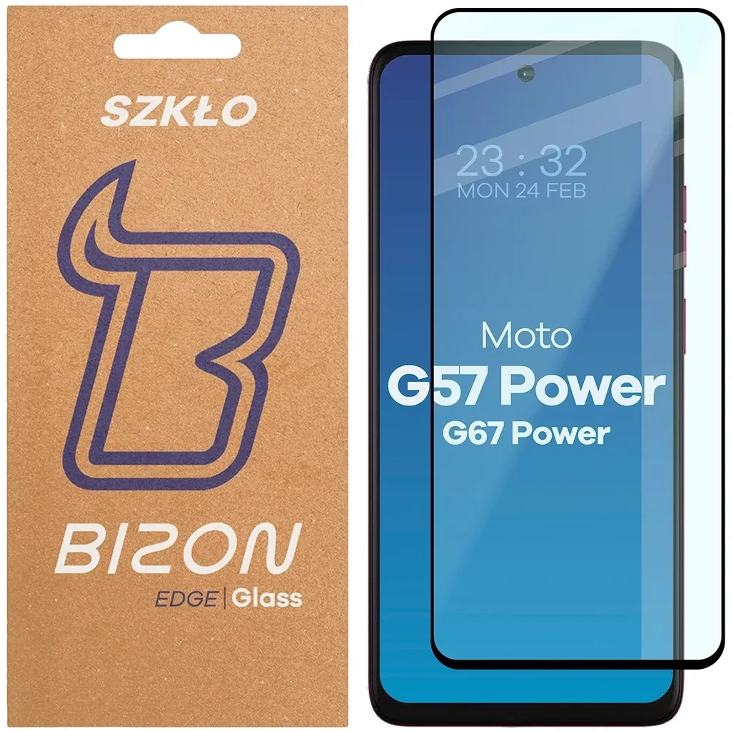 Ochranné sklo Bizon Glass Edge 2 Motorola Moto G57 Power / G67 Power black frame