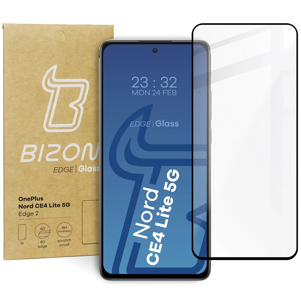 Ochranné sklo Bizon Glass Edge 2 OnePlus Nord CE4 Lite 5G black