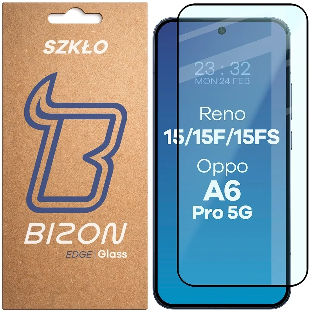 Ochranné sklo Bizon Glass Edge 2 Oppo Reno 15 / 15 F / 15 FS / A6 Pro 5G black frame