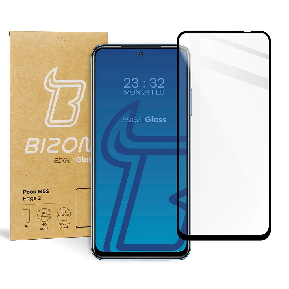Ochranné sklo Bizon Glass Edge 2 Poco M5s black