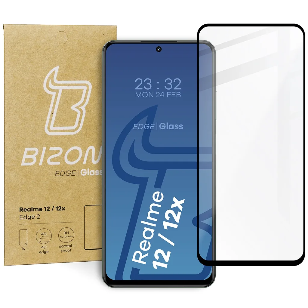 Ochranné sklo Bizon Glass Edge 2 Realme 12 5G/12x 5G black