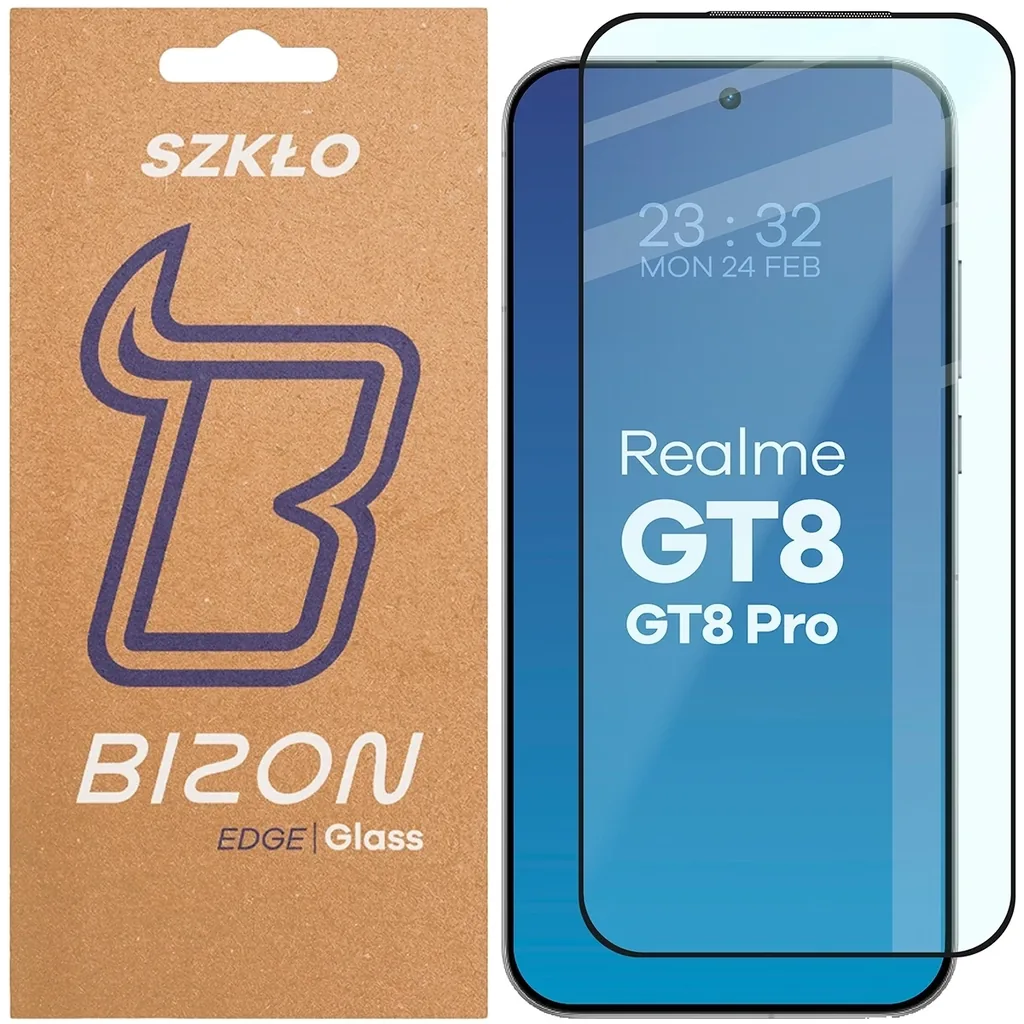 Ochranné sklo Bizon Glass Edge 2 Realme GT 8 / GT 8 Pro black frame