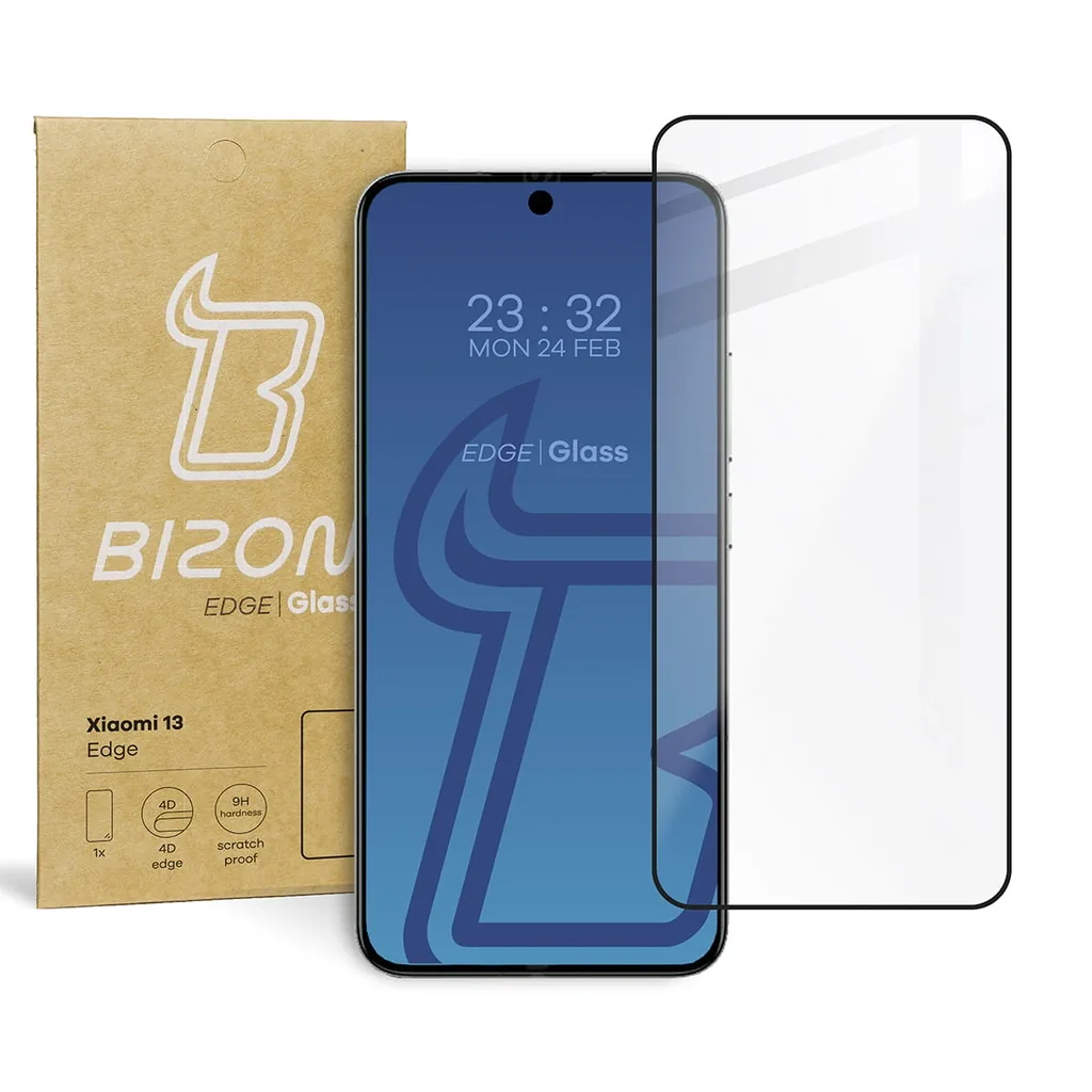 Ochranné sklo Bizon Glass Edge 2 Xiaomi 13 / Xiaomi 14 black