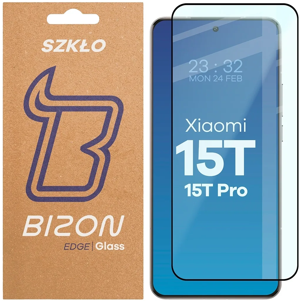 Ochranné sklo Bizon Glass Edge 2 Xiaomi 15T / 15T Pro black frame