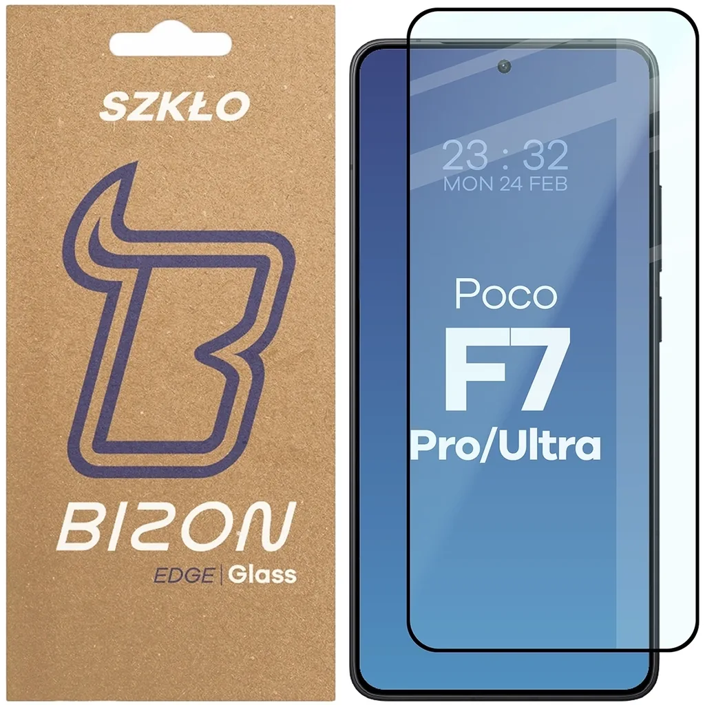 Ochranné sklo Bizon Glass Edge 2 Xiaomi Poco F7 Pro / F7 Ultra black frame