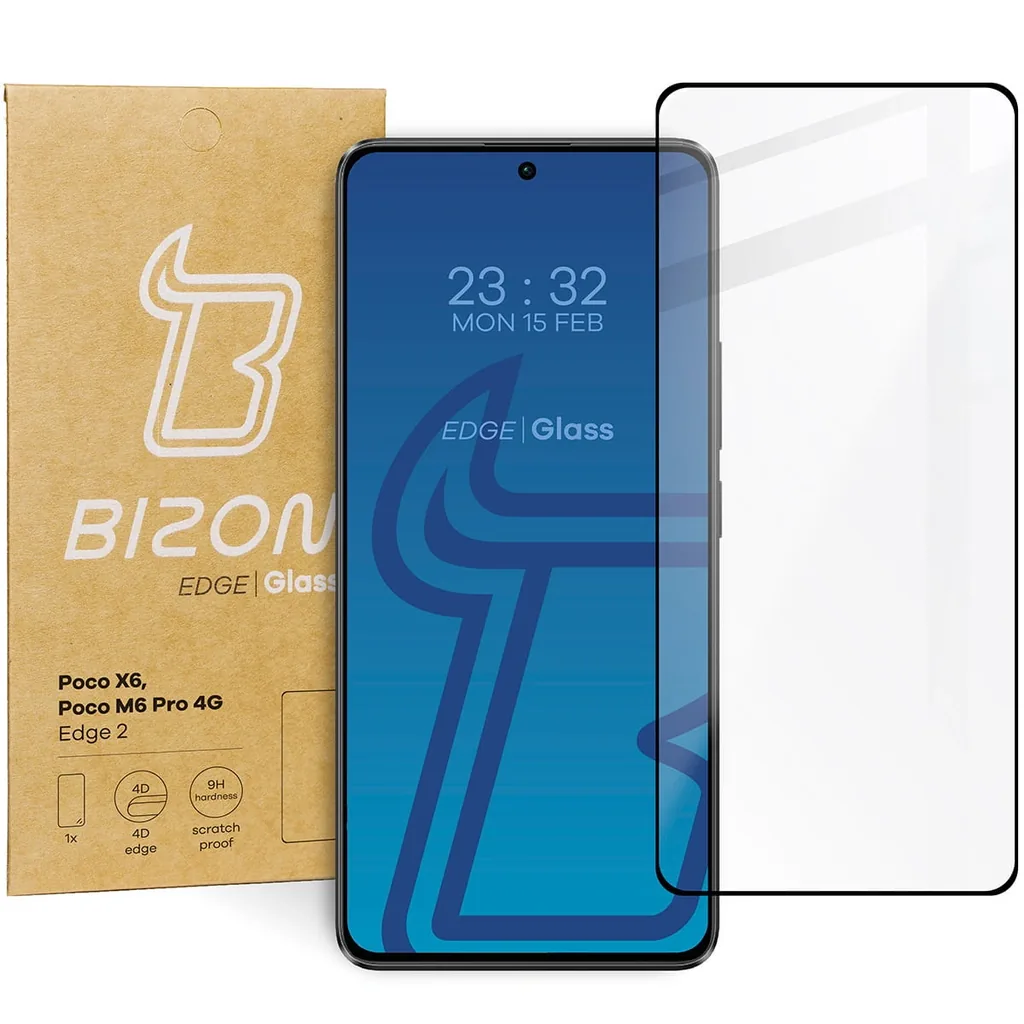 Ochranné sklo Bizon Glass Edge 2 Xiaomi Poco X6 / Poco M6 Pro 4G / Redmi Note 13 5G / Redmi Note 13 Pro 4G / LTE / 14S/5G