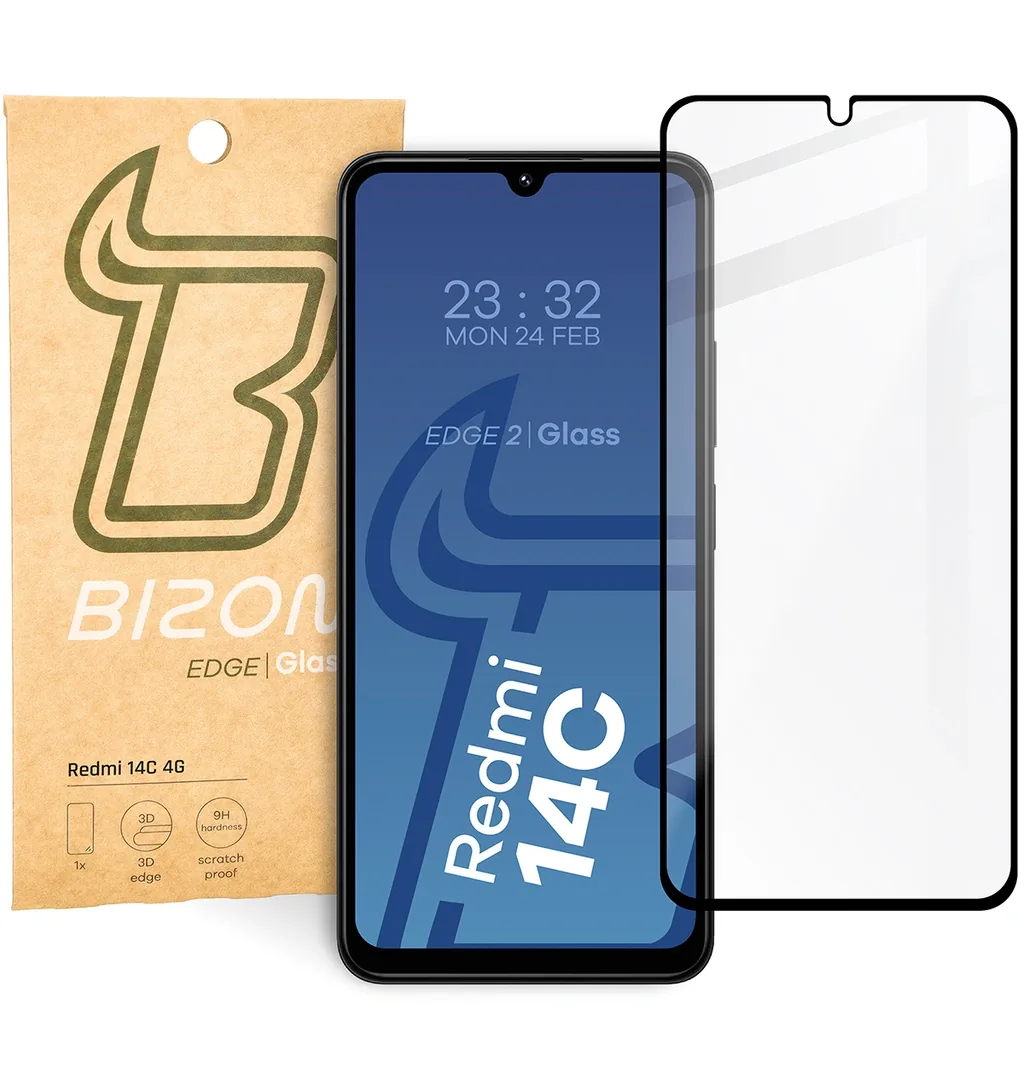 Ochranné sklo Bizon Glass Edge 2 Xiaomi Redmi 14C 4G / POCO C75 black