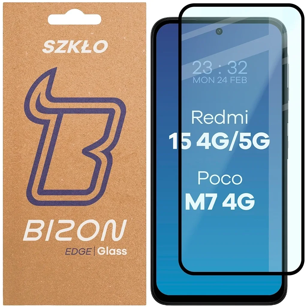 Ochranné sklo Bizon Glass Edge 2 Xiaomi Redmi 15 4G / 5G / POCO M7 4G black frame
