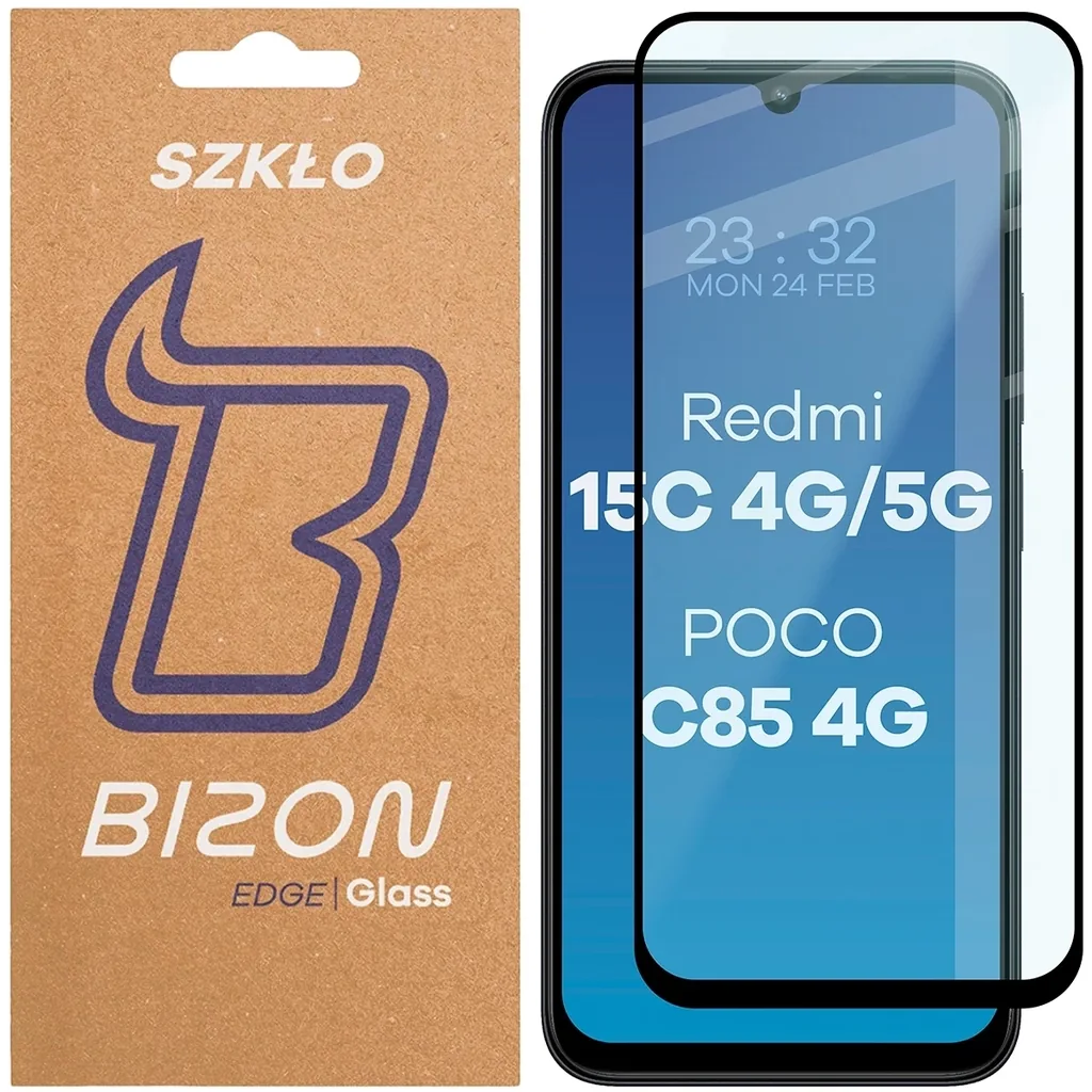 Ochranné sklo Bizon Glass Edge 2 Xiaomi Redmi 15C 4G / 5G / POCO C85 4G 173mm black frame